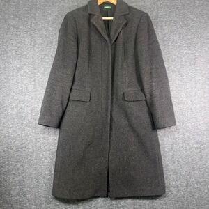 United Colors of Benetton Made in Italy Charcoal Wool Blend Long Overcoat Sz 40